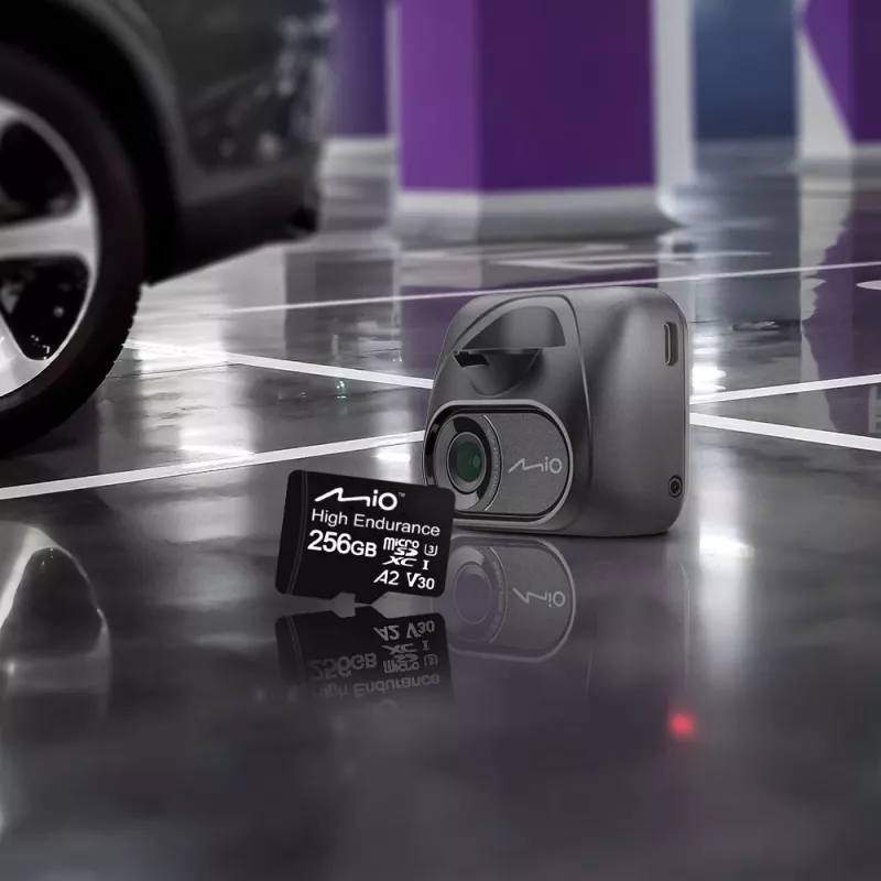 MicroSDXC atmiņas karte MIO High Endurance 256 GB UHS‑I nepārtrauktai ierakstīšanai un izmantošanai ārpus telpām