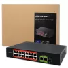 Ethernet PoE komutators QOLTEC 16x RJ45, 2x RJ45 uplink, 1x SFP (MPN 52291)