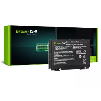 Baterija zaļa Cell AS01 ASUS K40 K50 K60 K70 X70, Li-Ion 10.8V 4400mAh, 6 elementi, Melna