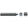 Manhattan USB-C un USB-A kombinētā dokstacija/cents, Porti (4): USB-A (x4), 5 Gbps (USB 3.2 Gen1 jeb USB 3.0), Ar USB barošanu (nav nepieciešams ārējs barošanas avots)