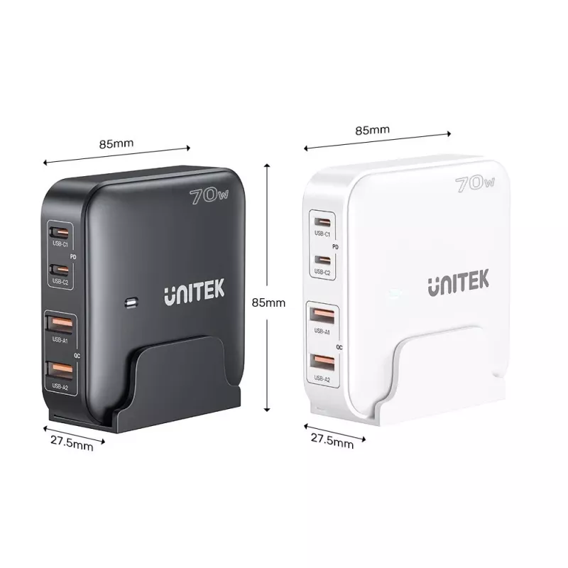 Galda lādētājs Unitek P1228AWH01-EU 70W 2×USB-A 2×USB-C