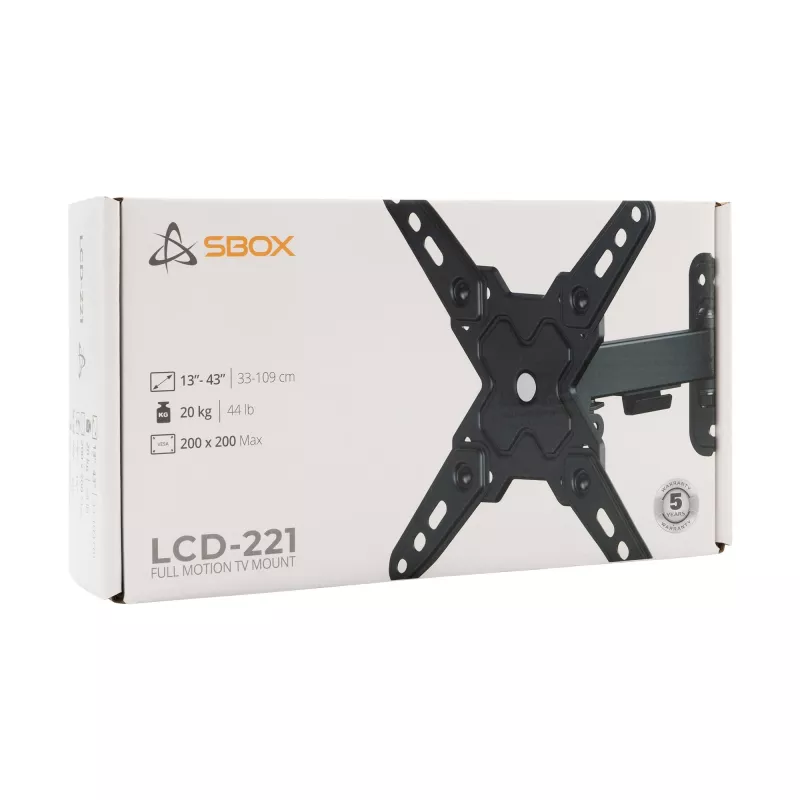 SBOX LCD stiprinājums LCD-221-2 13–43 collu ekrāniem, līdz 20 kg, VESA 200x200