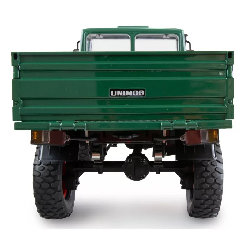 Radio vadāma automašīna Amewi Mercedes‑Benz Unimog 1:12 mērogā ar 4WD, zaļa