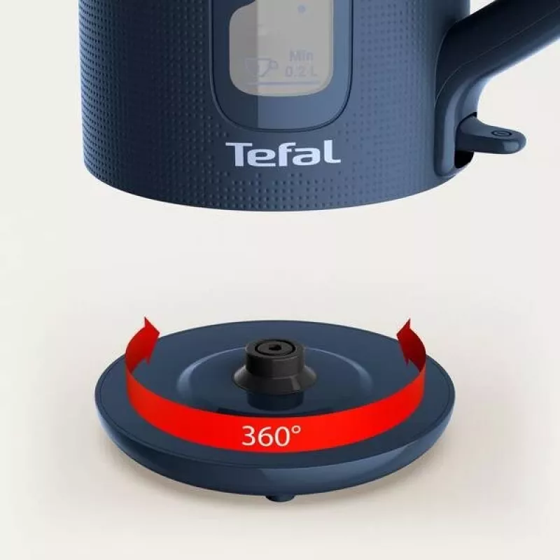 Elektriskā tējkanna Tefal KO2M0410 — 1,7 L, 2400 W, zila, ūdens līmeņa indikators, pretkaļķa filtrs