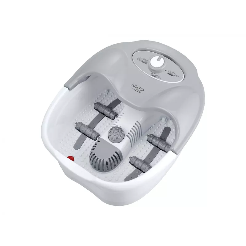 Kāju masieris Adler AD 2167 ar rullējošo un vibrējošo masāžu, siltumu, regulējamu intensitāti, 80 W, pelēki balts