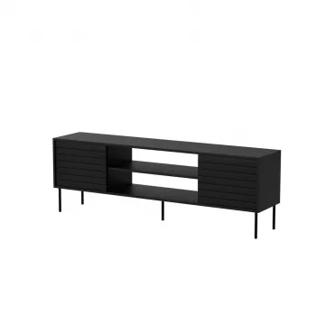 TV skapis cama meble CORTINA EF 180×40×60 cm, melns, skaidu plākšņu virsma, melns rāmis