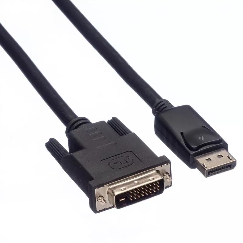 Roline - Video kabelis - DisplayPort (vīr.) uz DVI-D (vīr.) - 2 m - Rokskrūves - Melns