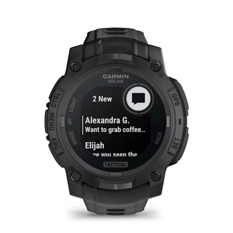 Smartwatch GARMIN Instinct 3 45mm Solar Tactical Edition Melns — 45mm, saules uzlāde, GPS, sirdsdarbības monitors