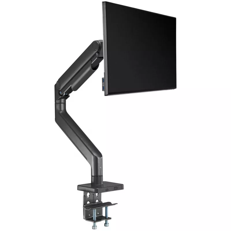 Monitora kronšteins DIGITUS Single, skava, līdz 49 collām (124,5 cm), 20 kg, VESA 75x75–100x100, slīpums -20° līdz 50°, augstumā regulējams, melns