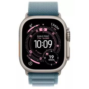 Viedpulkstenis Apple Watch Ultra 3 GPS + Cellular 49mm dabīgs titāna korpuss ar gaiši zilu Alpine Loop siksniņu (mazs)
