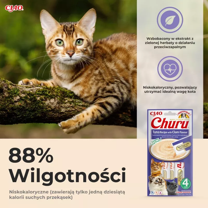 INABA Churu tunzivs ar gliemeņu garšu – kaķu kārumi – 4x14 g