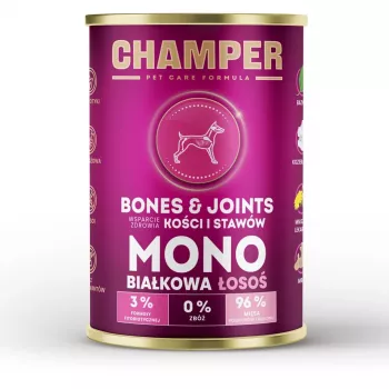 CHAMPER Kauli un locītavas Monoprotein lasis - mitrā suņu barība - 400g