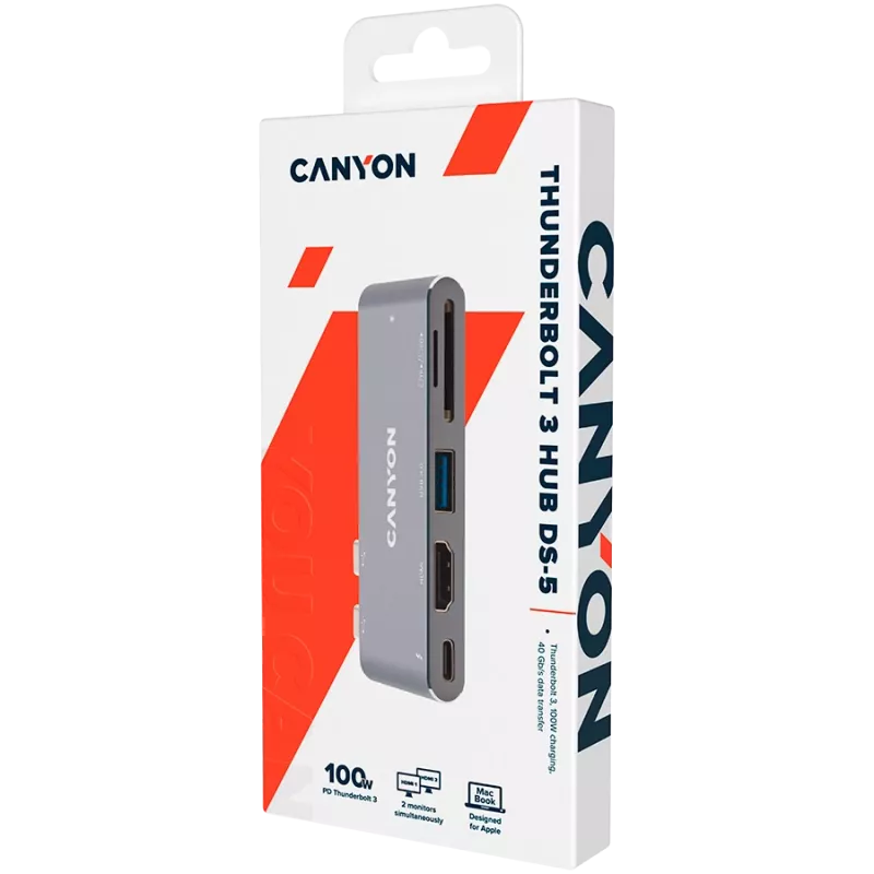 CANYON centrmezgls DS-5 5in1 Thunderbolt 3 4k Space Grey