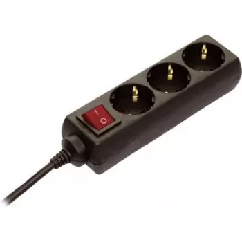 Power strip AS Schwabe 11362 — Melns Schuko socket with switch, 1 pc