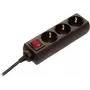 Power strip AS Schwabe 11362 — Melns Schuko socket with switch, 1 pc