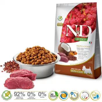 FARMINA N&D Quinoa Dog Skin&Coat Venison, Coconut Adult Mini - sausā suņu barība - 2.5 kg