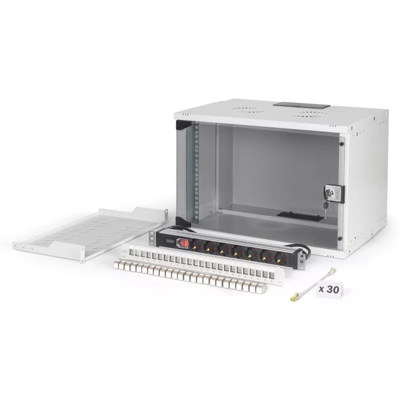 Tīkla komplekts DIGITUS DN-49202-SET 483 mm 7U 540x400 mm plaukta skapītis ar 7U augstumu un 540×400 mm iekšējiem izmēriem