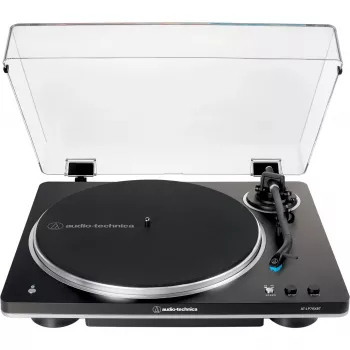 AT-LP70XBTBS, atskaņotājs melns/sudrabs, iebūvēts fono priekšpastiprinātājs, Bluetooth, pilnībā automātisks, siksnas piedziņa