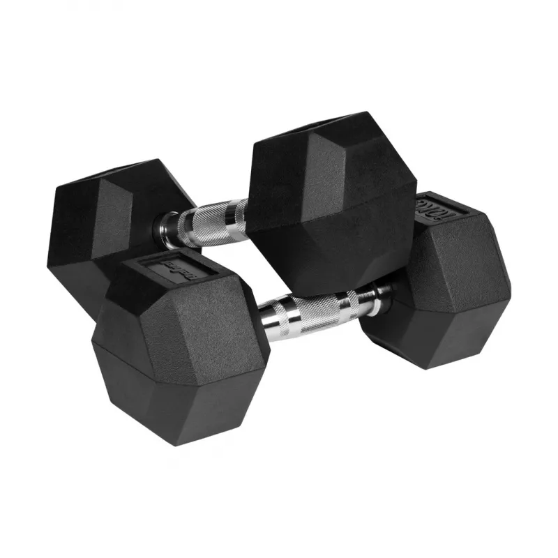 Gumijotas čuguna hanteles HEX 2x10 kg REBEL ACTIVE