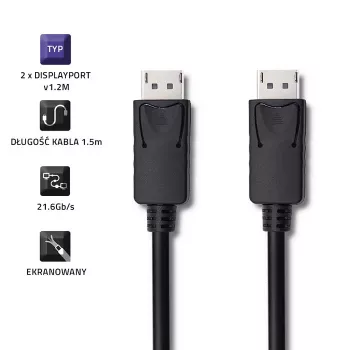 DisplayPort v1.2 vīrišķais, 4K, 1,5 m