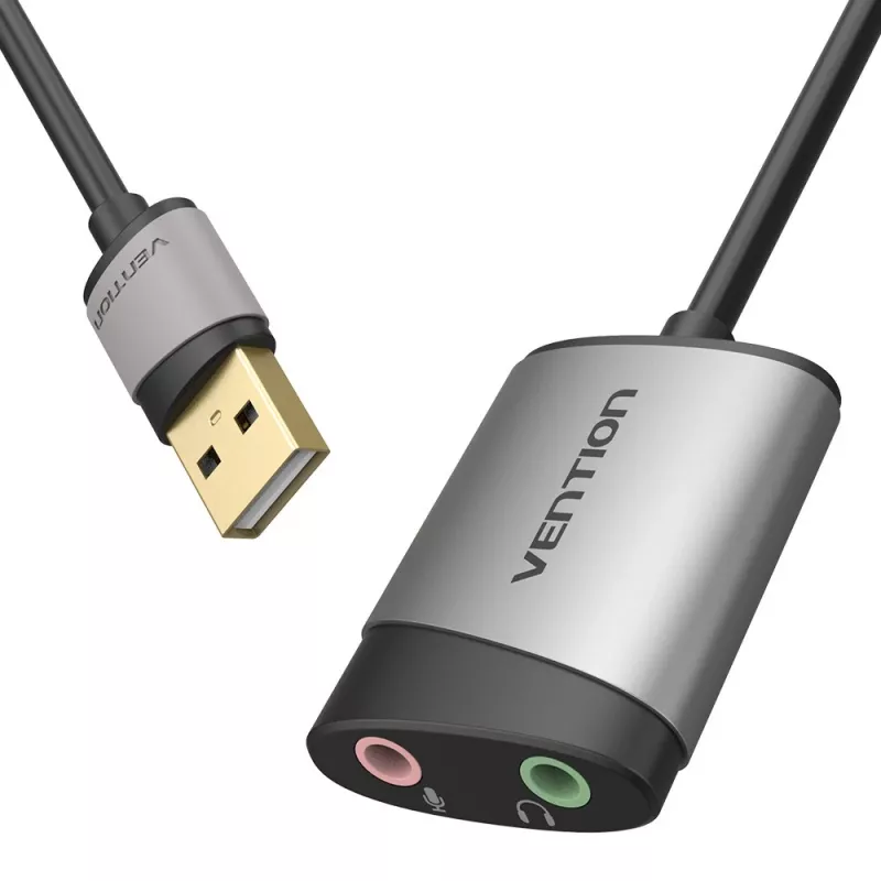 Vention USB ārējā skaņas karte 0,15 m pelēka metāla