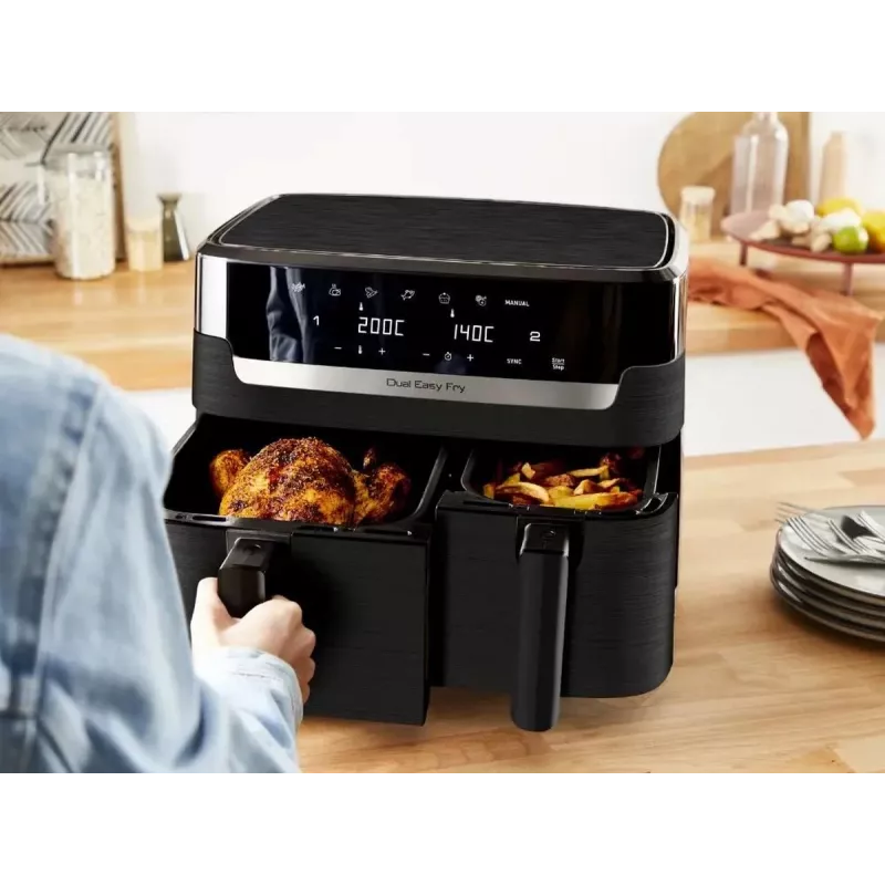 Tefal Easy Fry EY901N Double 8.3 L Stāvošs 2700 W Karstā gaisa fritieris Melns