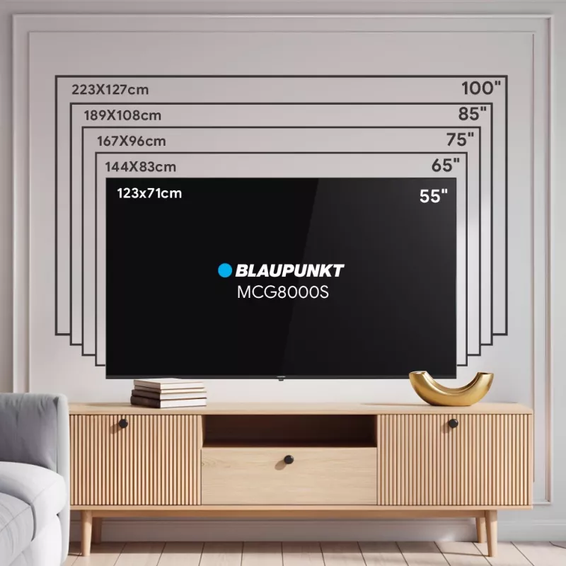 Blaupunkt Mini LED TV | 55MCG8000S | 55 inch | Smart TV | Google TV | Melns