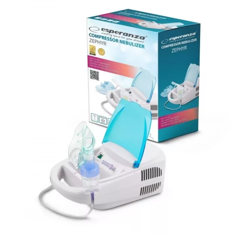Galda tīkla smidzinātājs ESPERANZA ECN002 — 0,4 ml/min izsmidzināšana, 10 ml tilpums, pieaugušo un bērnu maskas, iemutis, 220 V