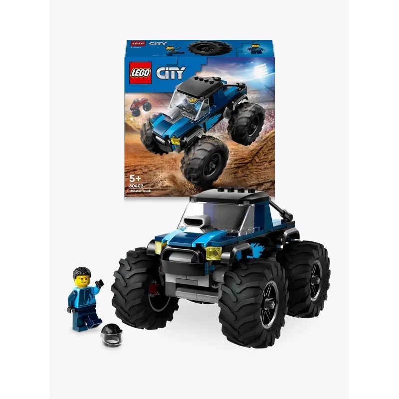 Konstrukciju rotaļlieta LEGO City 60402 Zilais monstru kravas auto ar lielām riepām, 148 detaļas, 1 minifigūra, vecumam 5+