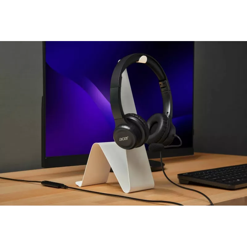 Vadu biroja austiņas Acer AHW154 — stereo, 3,5 mm ligzda, izturīgs dizains
