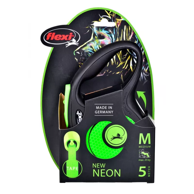 FLEXI jauna Neon M - izvelkamā pavada - 5 m