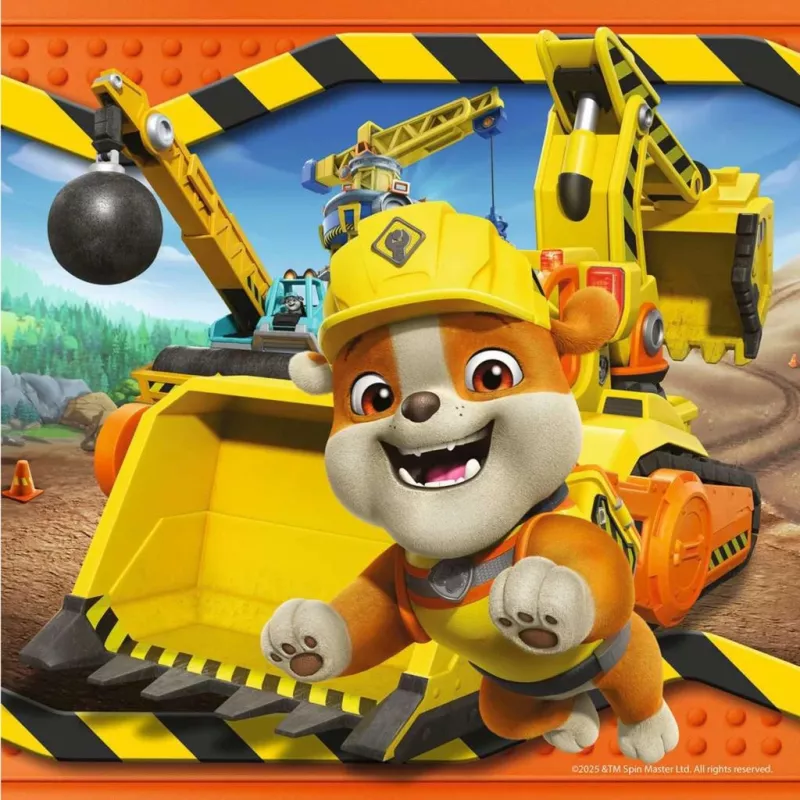 Bērnu puzļu komplekts Ravensburger Rubble & Crew darba transportlīdzekļi — 3 puzles × 49 gabali