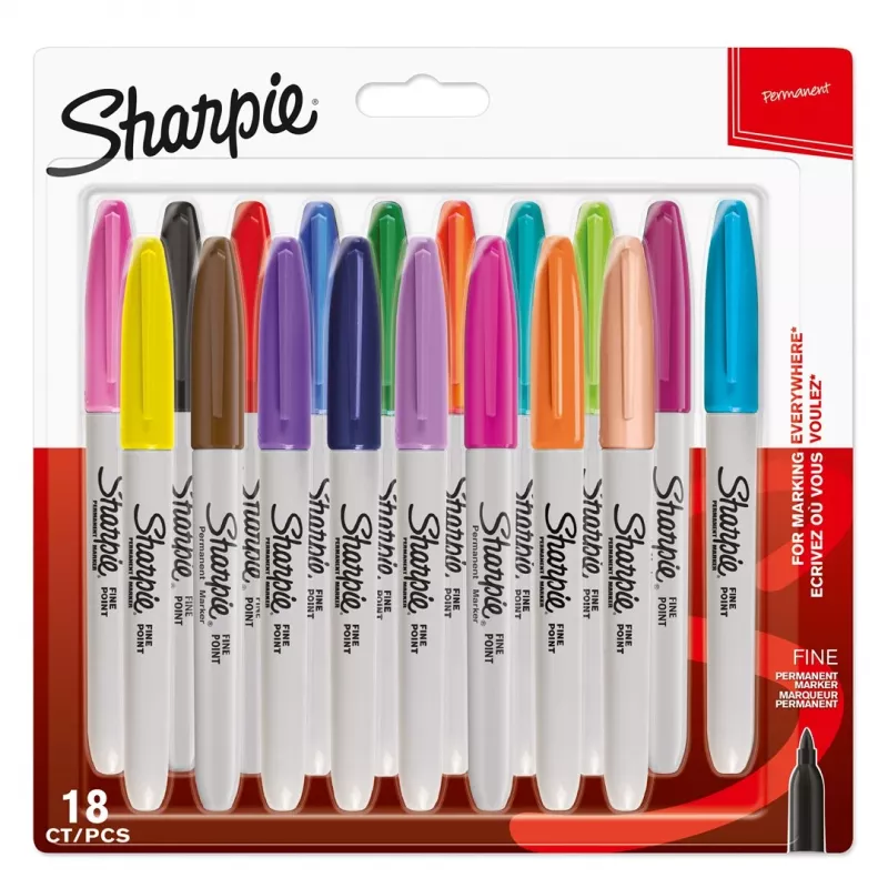 Sharpie Fine marķieris 18 gab. Smalks uzgalis Daudzkrāsu