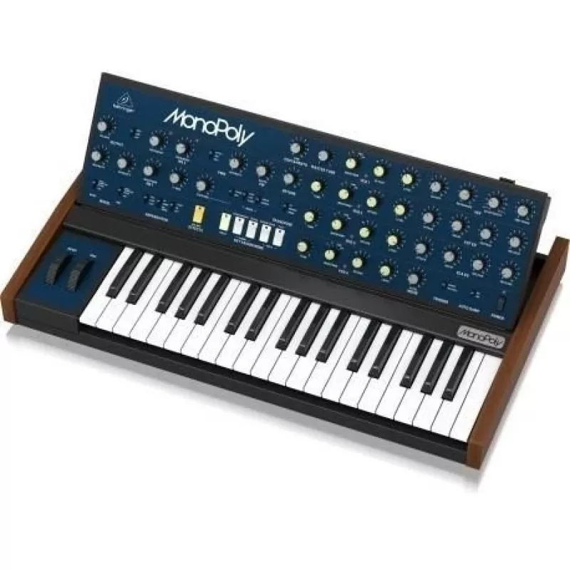 Analogais sintezators Behringer MONOPOLY ar 4 balsu polifoniju un 37 taustiņu klaviatūru