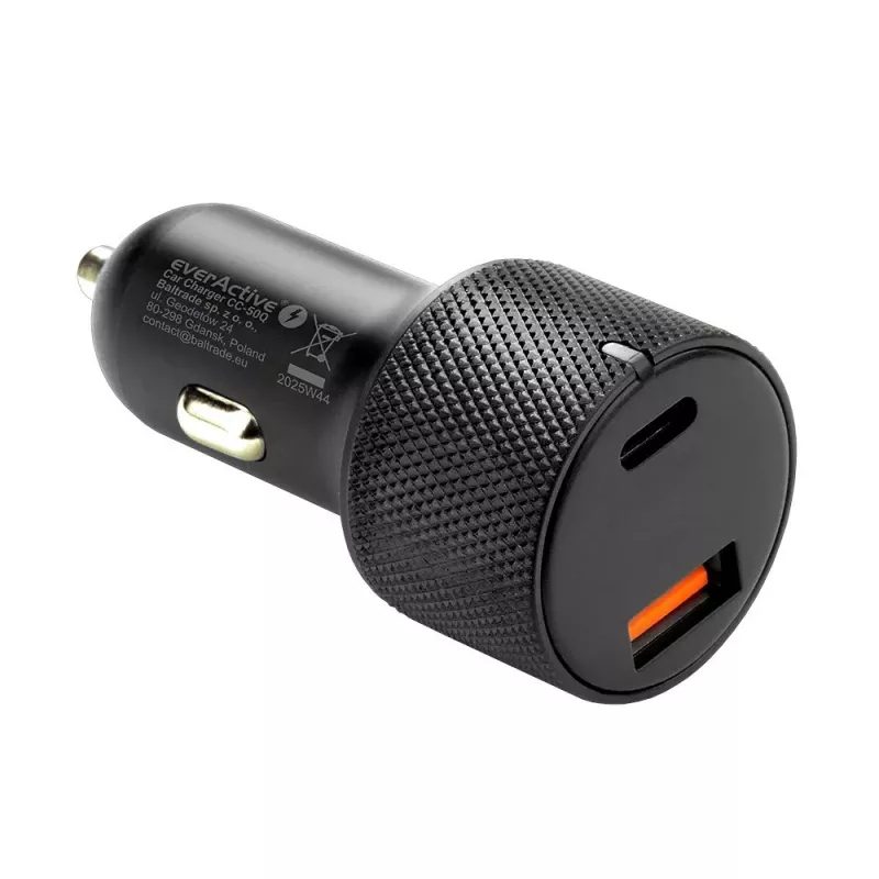 Automašīnas lādētājs everActive CC-50Q QC3.0 75W ar Quick Charge 3.0 atbalstu un USB pieslēgvietām