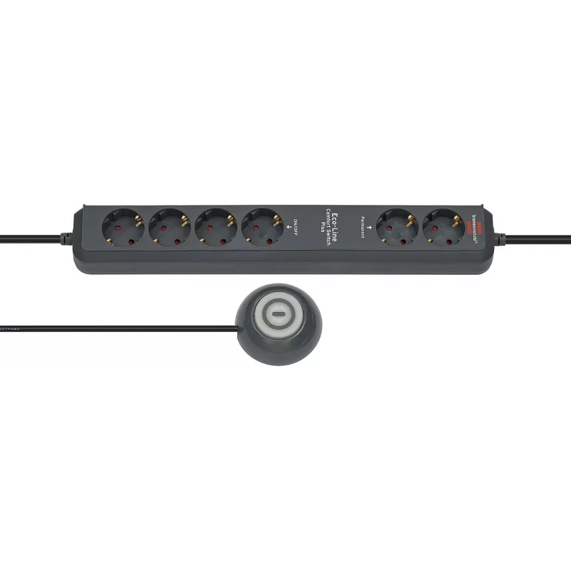 Strāvas pagarinātājs Brennenstuhl Eco-Line Comfort Switch 2m 6 maiņstrāvas rozetes