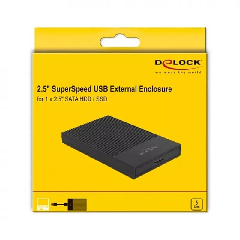 HDD/SSD korpuss DeLOCK 42011 Melns 2.5 collu SATA III 5 Gbit/s