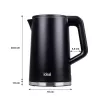 IDEAL tējkanna 1,7 l, tērauda korpuss, jauda 1500 W, melna