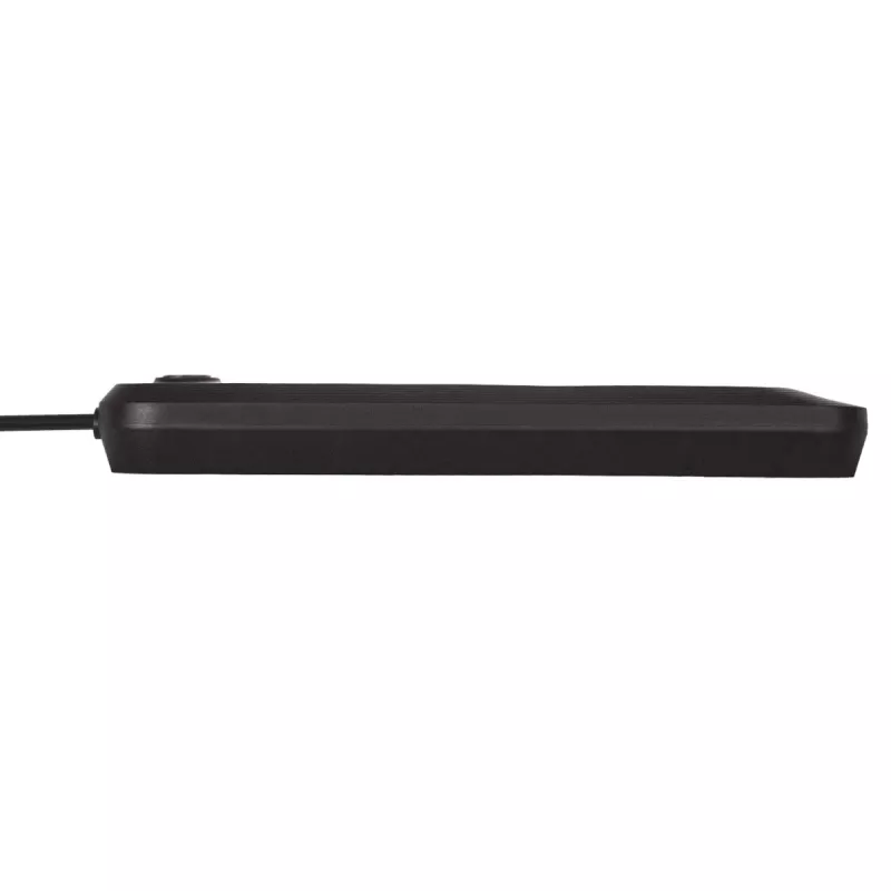 Strāvas sadalītājs MACLEAN MCE395 B — 5 ligzdas, 3×USB, 110–240 V maiņstrāva, 2,1 A USB, 2500 W, 1,5 m kabelis, melns