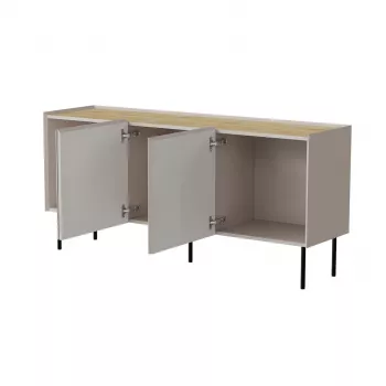 cama meble kumode FELLINI 150x40x70 cm, kašmira apdare, eļļota ozola virsma