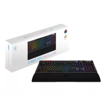 Mehāniskā spēļu tastatūra MSI Strike Pro W Silent US izkārtojums RGB fona apgaismojums, vadu, klusie taustes slēdži