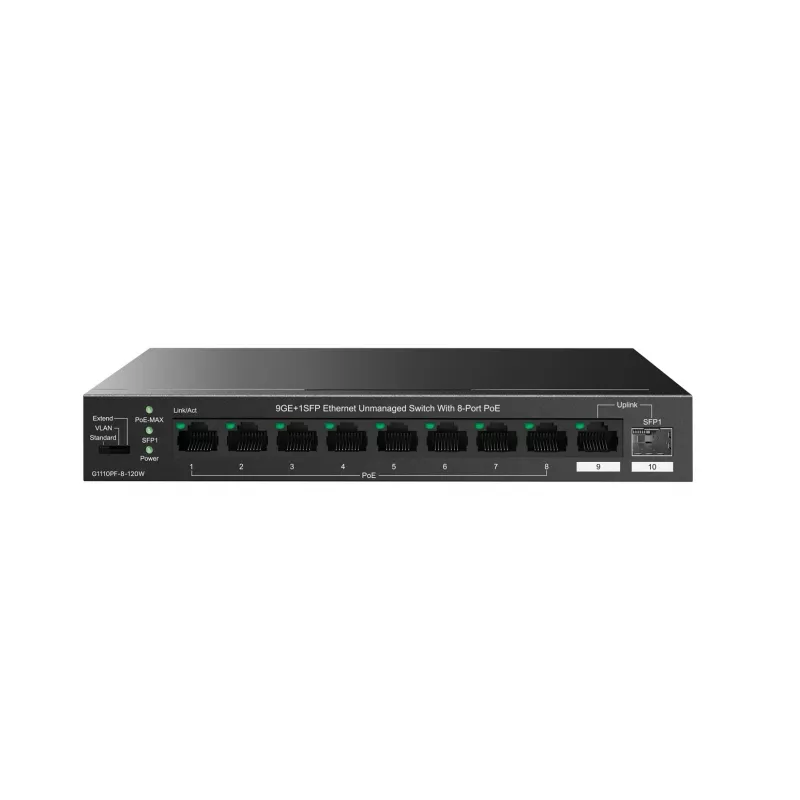 Nepārvaldīts slēdzis Tenda TEG1110PF-8-120W Gigabit Ethernet PoE 9 porti