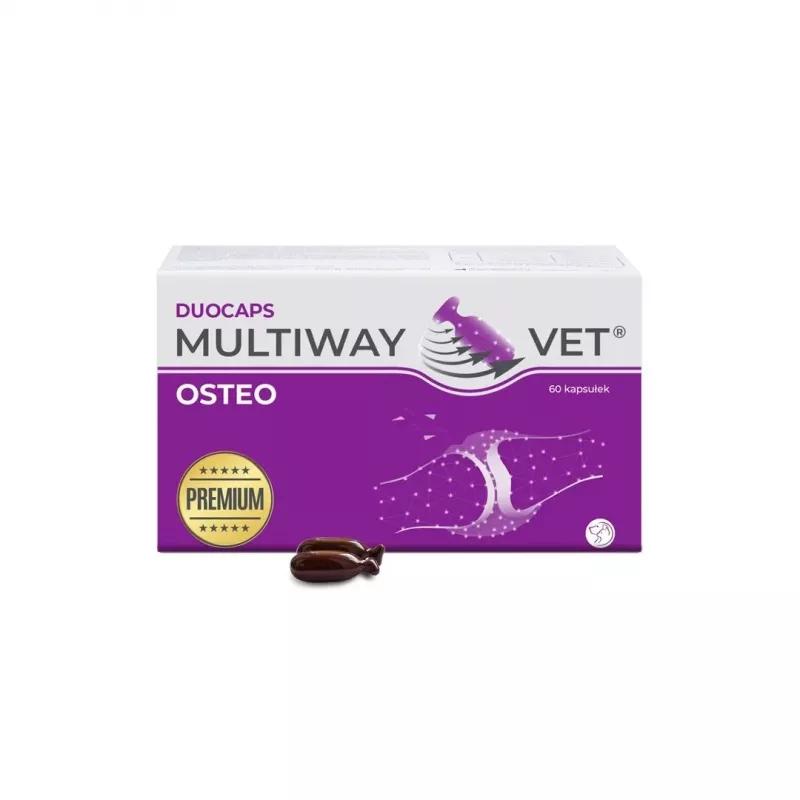 Mīkstās želatīna kapsulas JM Sante Multiway Vet Duocaps Osteo — locītavu atbalsts pieaugušiem suņiem un kaķiem, 150 g iepakojums