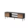 TV cabinet cama meble EF CORTINA 180×40×60 cm, top Melns, frame walnut