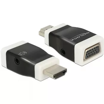 savienotāju adapteris DeLOCK 65586 HDMI-A uz VGA melns balts