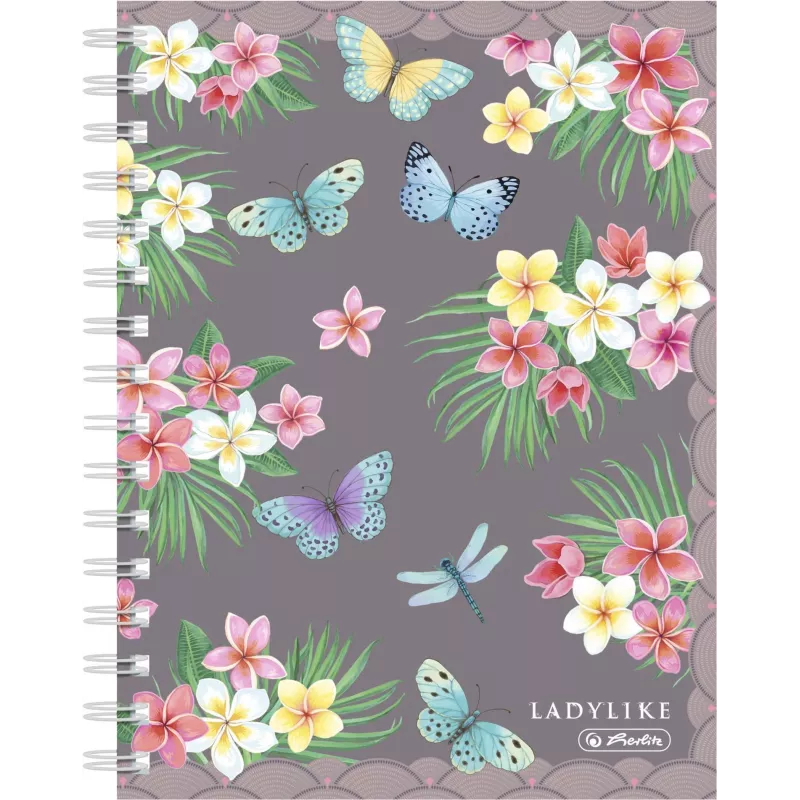 Writing Notebook Herlitz Ladylike Butterflies A5 100 Sheets pelēka Multicolour