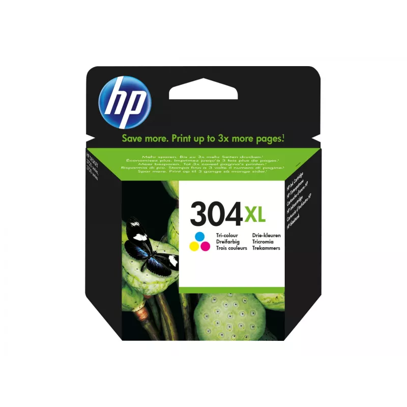 HP 304XL trīskrāsu tintes kārtridžs blisterī