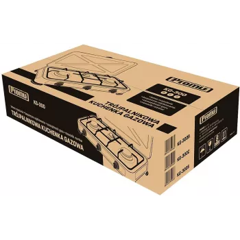 Gāzes plīts virsma PROMIS KG300C, 3 degļi, manuālas grozāmas vadības ierīces, melna plīts virsma, 580×310×110 mm
