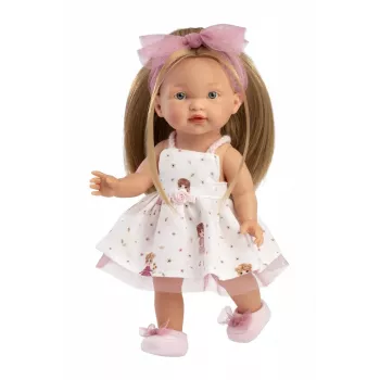 Lelle Llorens Valeria 28 cm — reālistiskas iezīmes, mīksts korpuss, vinila galva un locekļi
