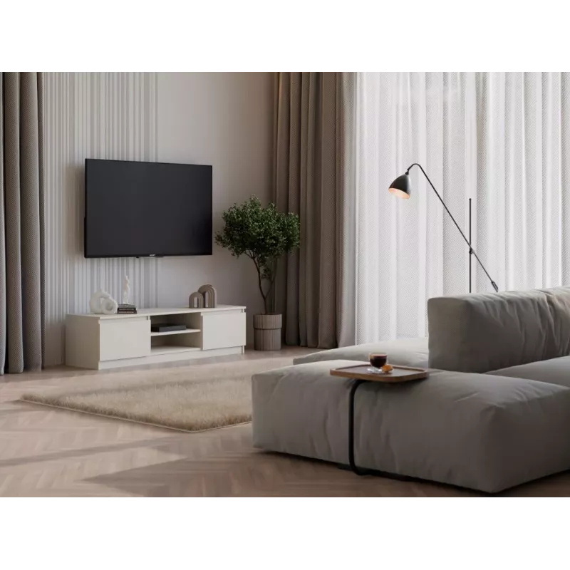 TV skapis MALWA 140 no top e shop — 1400×400×360 mm, kašmira lamināts, 2 durvis, 1 plaukts